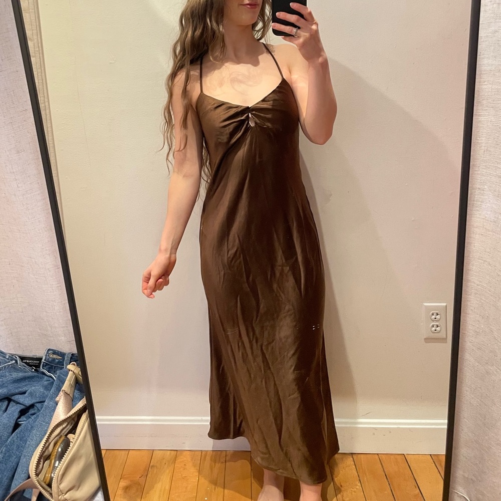 Bobbles and Lace brown midi dress